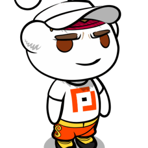 A cartoon Reddit avatar wearing a hat (Bass Monkey)